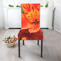 Orange Alstroemeria Print Dining Chair Slipcover