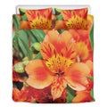 Orange Alstroemeria Print Duvet Cover Bedding Set