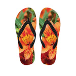 Orange Alstroemeria Print Flip Flops