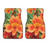 Orange Alstroemeria Print Front Car Floor Mats