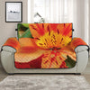 Orange Alstroemeria Print Half Sofa Protector