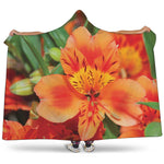 Orange Alstroemeria Print Hooded Blanket