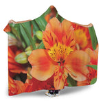Orange Alstroemeria Print Hooded Blanket