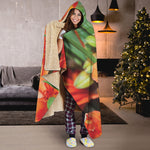 Orange Alstroemeria Print Hooded Blanket