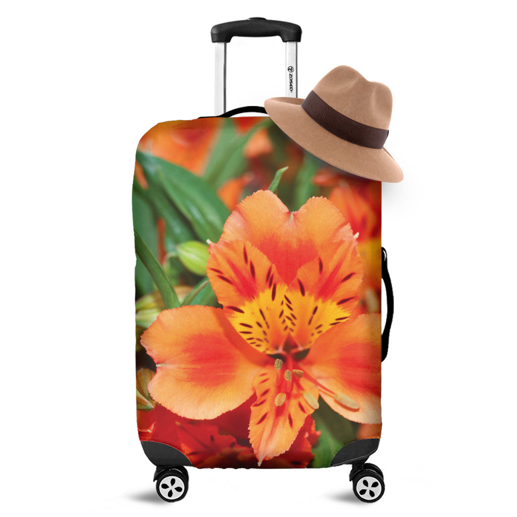 Orange Alstroemeria Print Luggage Cover