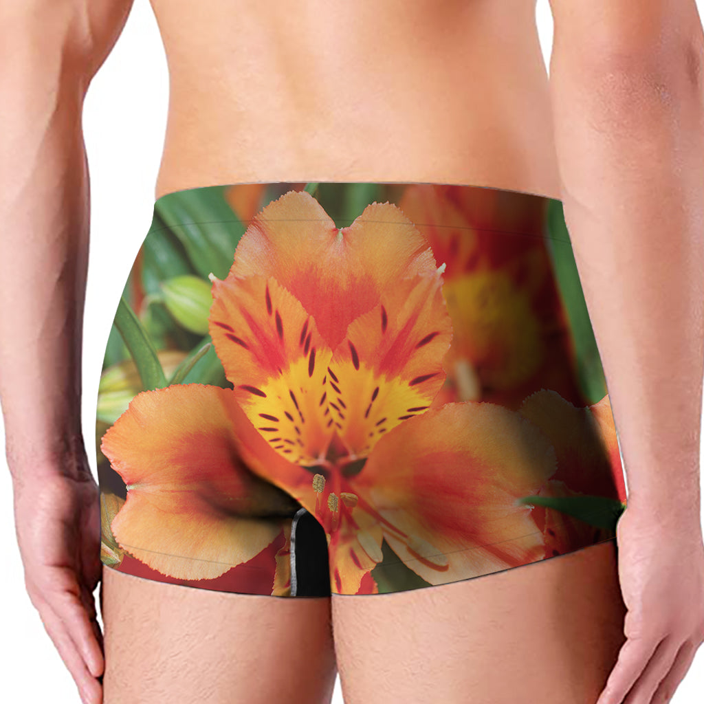 Orange Alstroemeria Print Men's Boxer Briefs