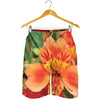 Orange Alstroemeria Print Men's Shorts