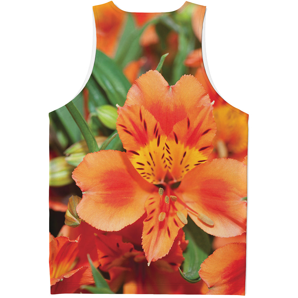 Orange Alstroemeria Print Men's Tank Top