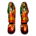 Orange Alstroemeria Print Muay Thai Shin Guards
