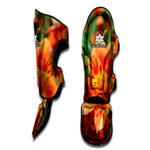 Orange Alstroemeria Print Muay Thai Shin Guard