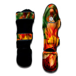 Orange Alstroemeria Print Muay Thai Shin Guard