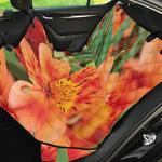 Orange Alstroemeria Print Pet Car Back Seat Cover