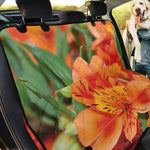 Orange Alstroemeria Print Pet Car Back Seat Cover