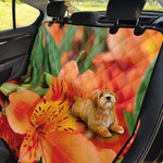 Orange Alstroemeria Print Pet Car Back Seat Cover