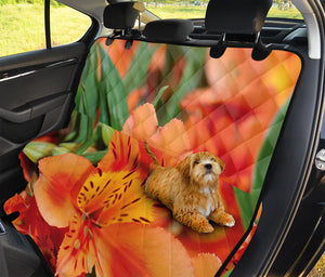 Orange Alstroemeria Print Pet Car Back Seat Cover