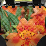 Orange Alstroemeria Print Pet Car Back Seat Cover