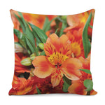 Orange Alstroemeria Print Pillow Cover