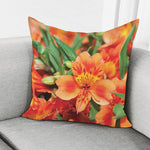 Orange Alstroemeria Print Pillow Cover