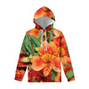 Orange Alstroemeria Print Pullover Hoodie