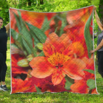 Orange Alstroemeria Print Quilt