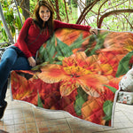 Orange Alstroemeria Print Quilt