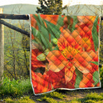 Orange Alstroemeria Print Quilt