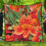 Orange Alstroemeria Print Quilt