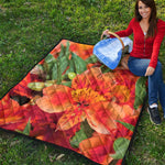 Orange Alstroemeria Print Quilt