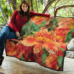 Orange Alstroemeria Print Quilt