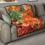 Orange Alstroemeria Print Quilt