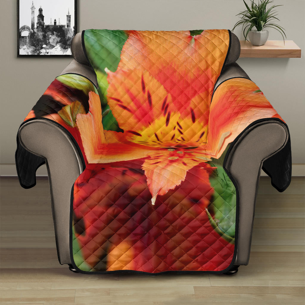 Orange Alstroemeria Print Recliner Protector