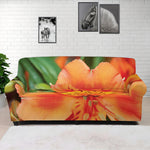 Orange Alstroemeria Print Sofa Cover