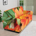 Orange Alstroemeria Print Sofa Cover