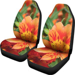 Orange Alstroemeria Print Universal Fit Car Seat Covers