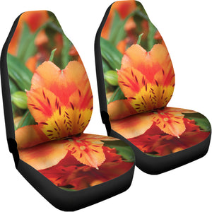 Orange Alstroemeria Print Universal Fit Car Seat Covers