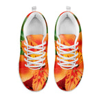 Orange Alstroemeria Print White Sneakers