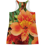 Orange Alstroemeria Print Women's Racerback Tank Top