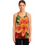 Orange Alstroemeria Print Women's Racerback Tank Top