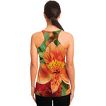 Orange Alstroemeria Print Women's Racerback Tank Top