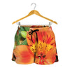 Orange Alstroemeria Print Women's Shorts