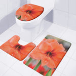 Orange Amaryllis Print 3 Piece Bath Mat Set