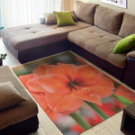 Orange Amaryllis Print Area Rug