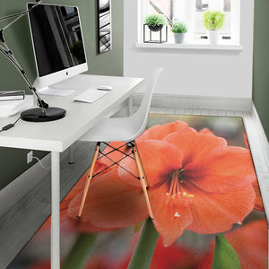 Orange Amaryllis Print Area Rug