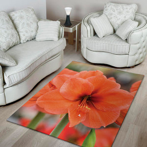 Orange Amaryllis Print Area Rug