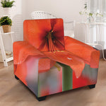 Orange Amaryllis Print Armchair Slipcover