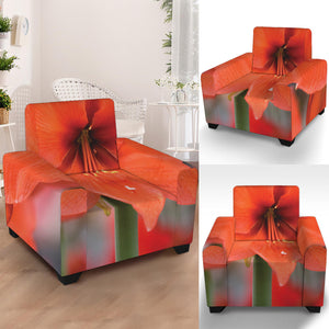 Orange Amaryllis Print Armchair Slipcover