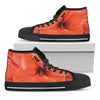 Orange Amaryllis Print Black High Top Shoes