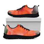 Orange Amaryllis Print Black Sneakers