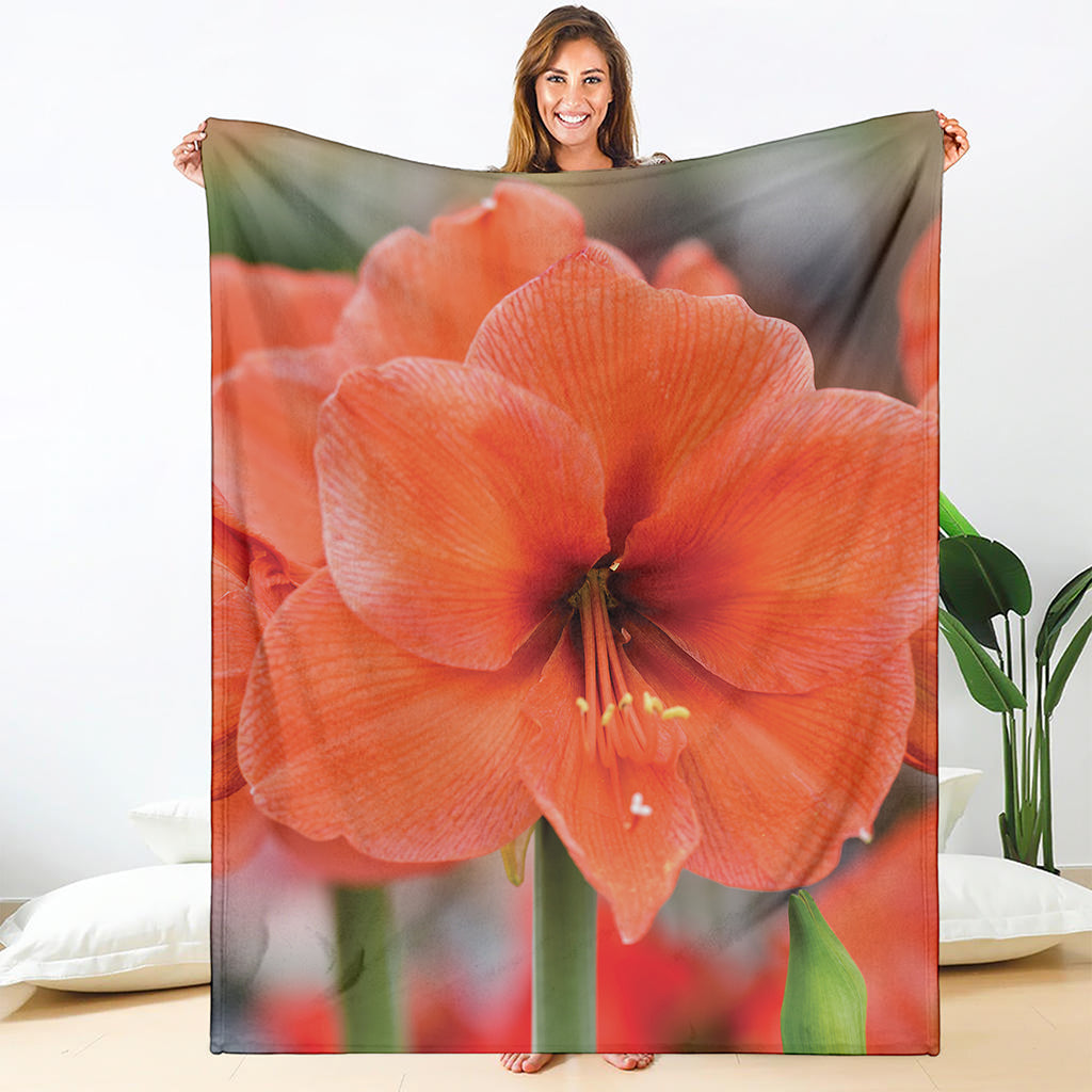 Orange Amaryllis Print Blanket