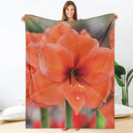 Orange Amaryllis Print Blanket